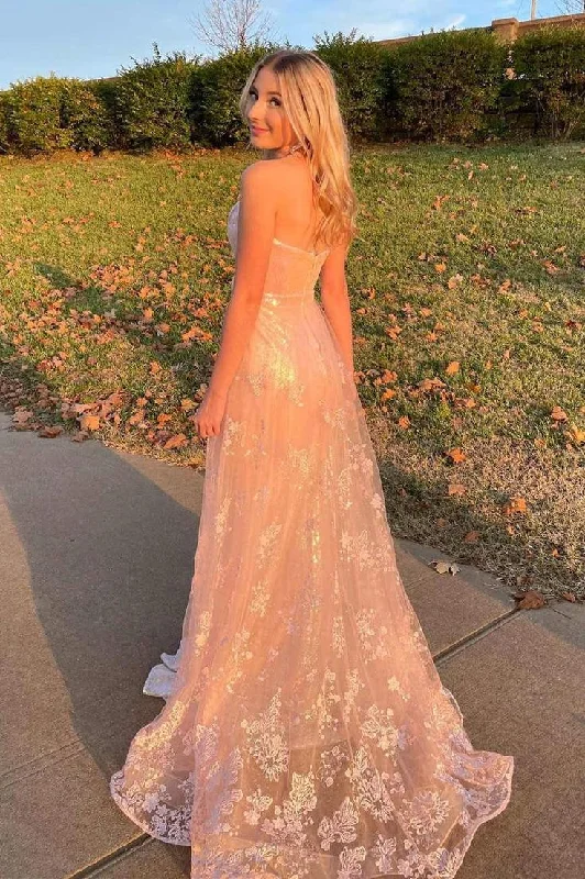 Glitter Strapless Rose Gold Mermaid Prom Dress Formal Dress,DP0162