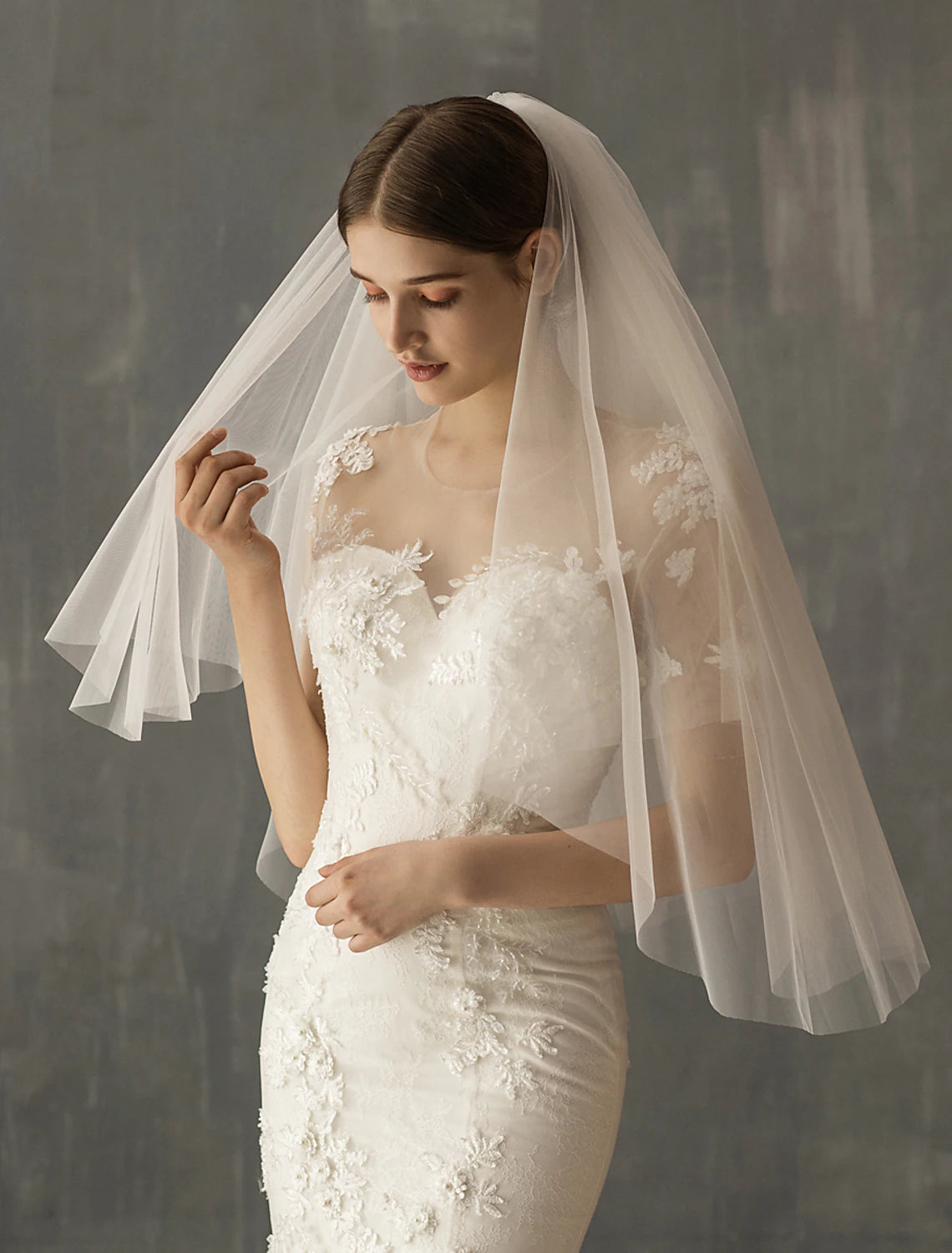 Sweet Wedding Veil Elbow Veils with Solid Tulle / Drop Veil