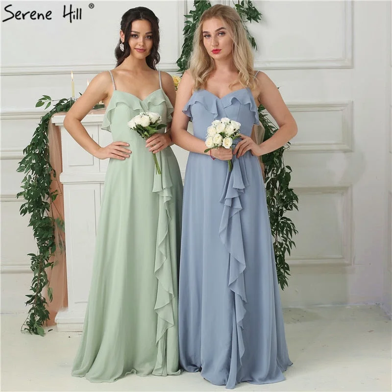 On Sale no return no refundSale 2024 Mint Sleeveless Pleat Sexy Bridesmaid Dresses Chiffon Sleeveless Simple Bride Gowns Real Photo HA2181