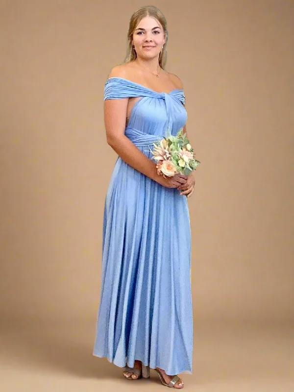 Belle Blue convertible Infinity bridesmaid dress with split Express NZ wide