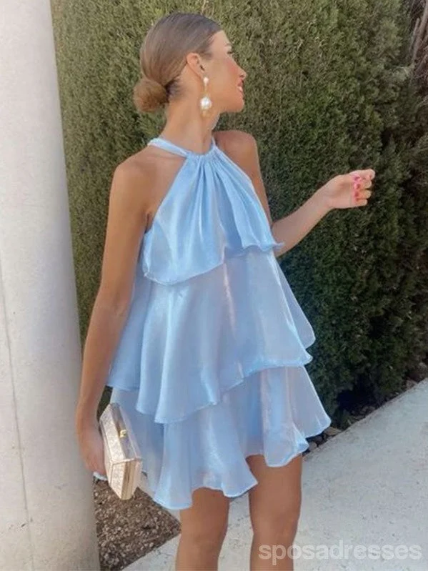 Cute Blue A-line A-line Mini Short Prom Homecoming Dresses,CM996