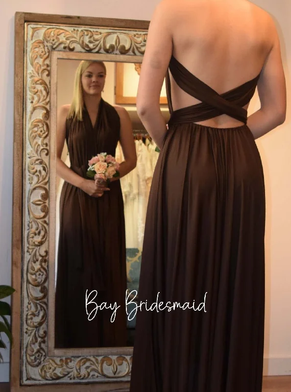 Last ! Plus Size Chocolate Infinity bridesmaid dress with split Express NZ wide