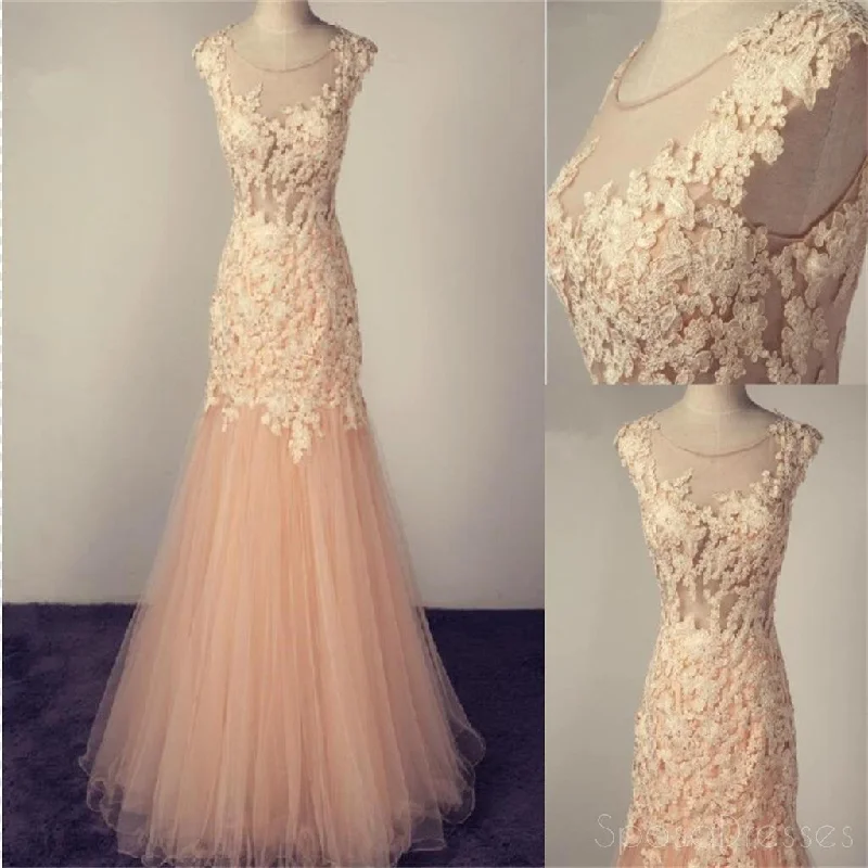 Scoop Prom Dress,Tulle Prom Dress With Lace Appliques,Charming Prom Dress ,Popular Bridesmaid Dresses,Pretty Prom Dresses ,Evening Dresses,Long Prom Dress,Prom Dresses Online,PD0138