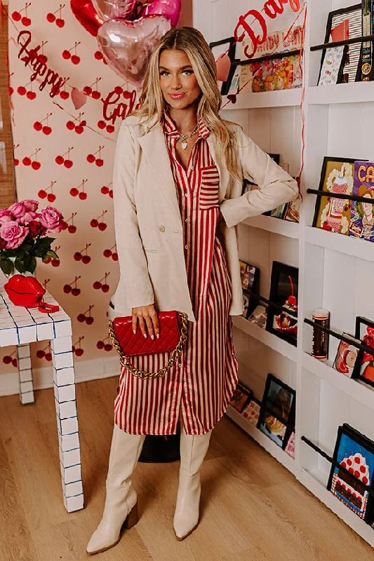 Clean Slate Stripe Midi In Red