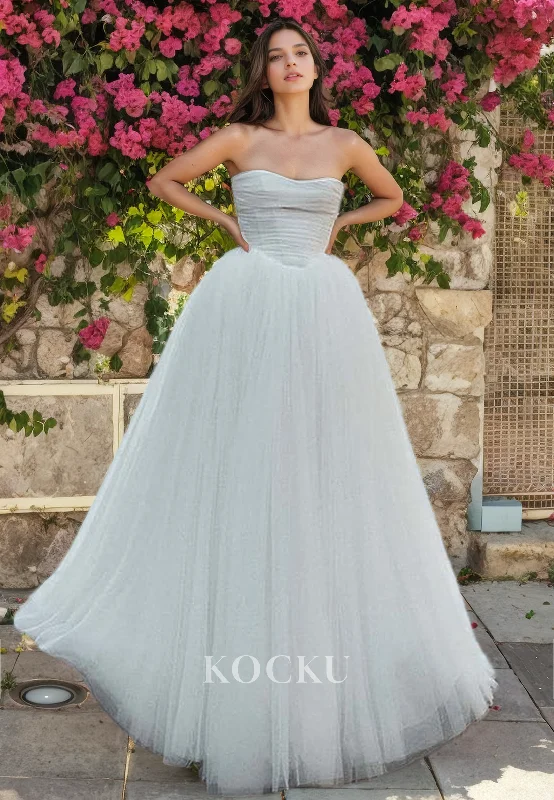 Elegant & Simple Off-Shoulder Sleeveless Tulle Wedding Dress