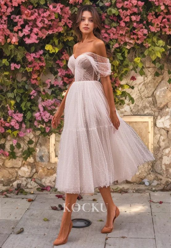 Classic & Timeless Off-Shoulder A-Line Tulle Wedding Dress