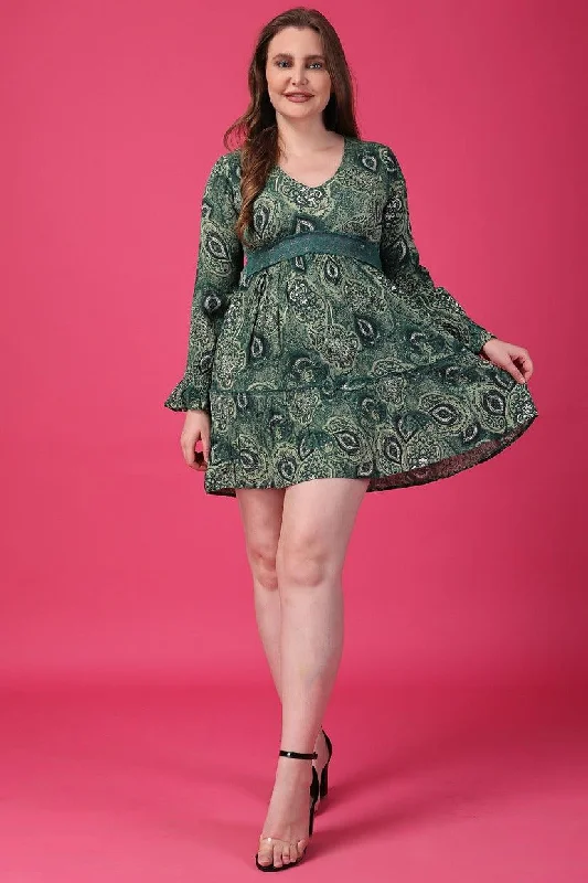 Green Paisley Printed Dress