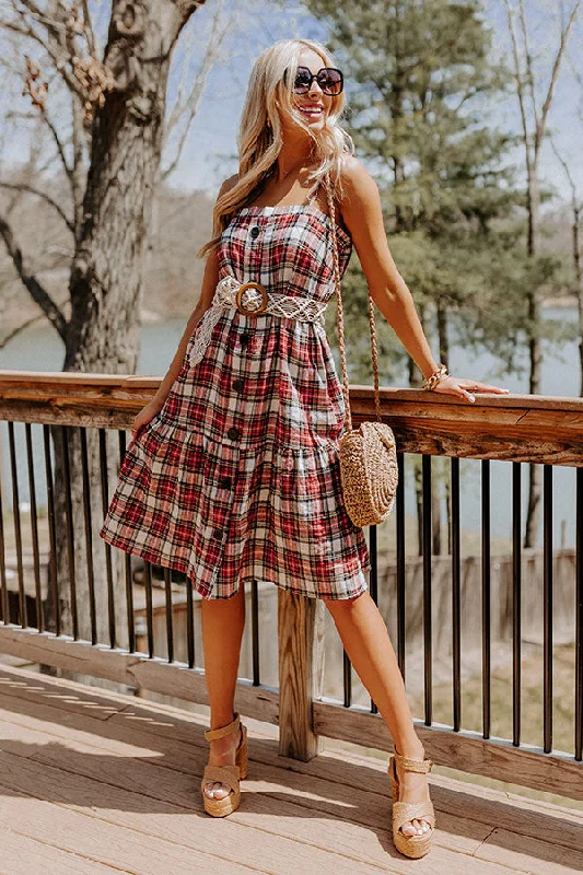 In First Place Plaid Midi