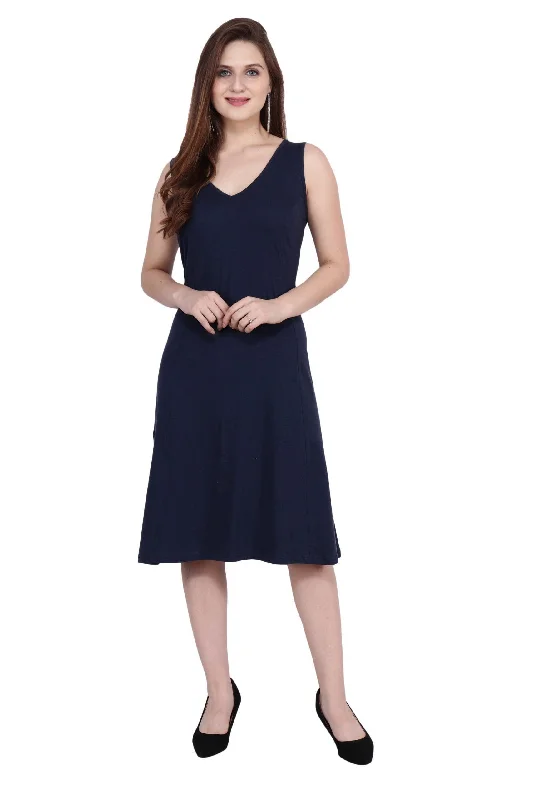 Navy Blue Solid Dress