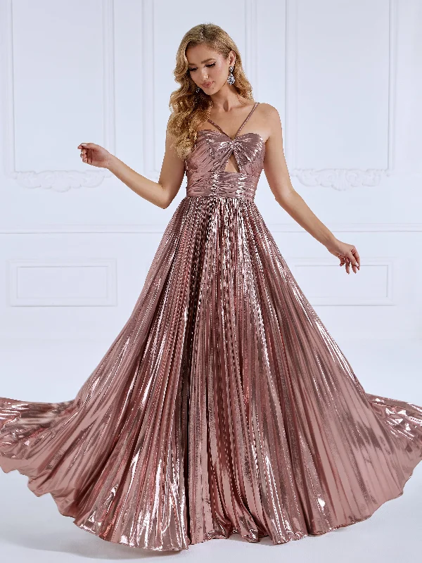 Pleated Sleeveless Formal Maxi Prom Dress #84075