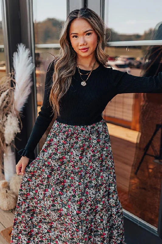 Sonoma Breeze Floral Midi In Black