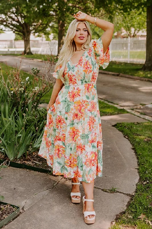 Sunny Sangria Floral Midi Dress in Mint Curves