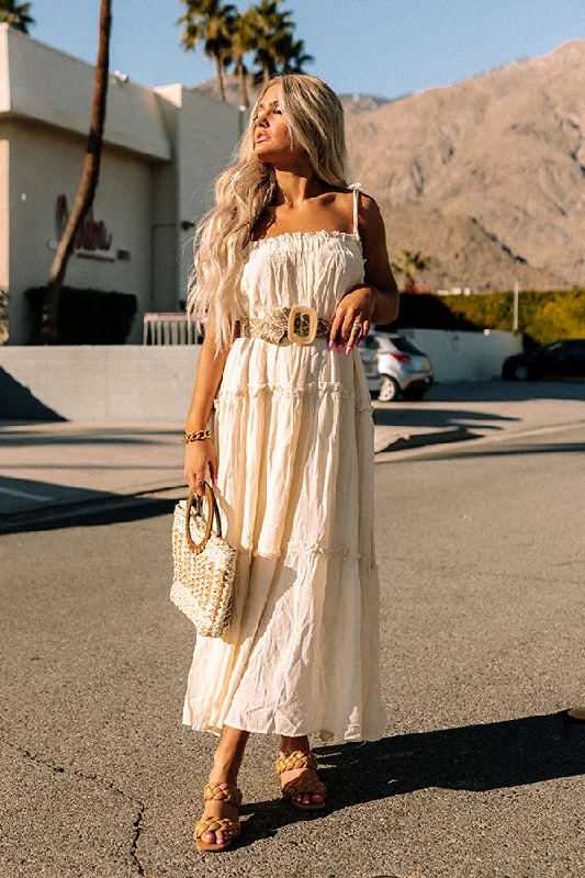 Take Me To Taos Ruffle Midi In Cream