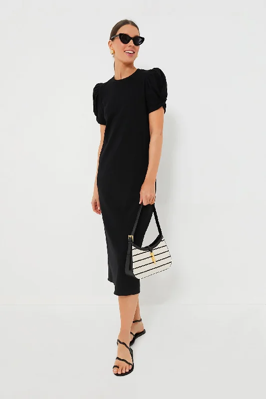 Black Short Sleeve Vesty Maxi Dress