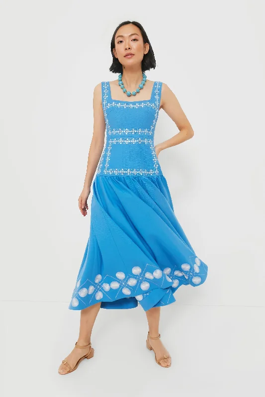 Blue and White Maxi Dress