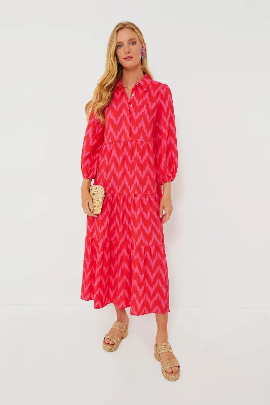 Hot Pink Ikat Mabel Maxi Dress