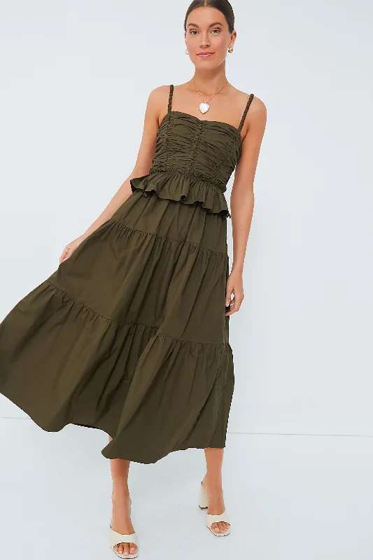 Exclusive Olive Tiered Maxi Dress