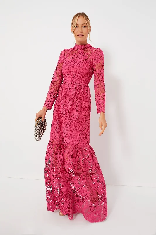 Pink Lace Maxi Dress