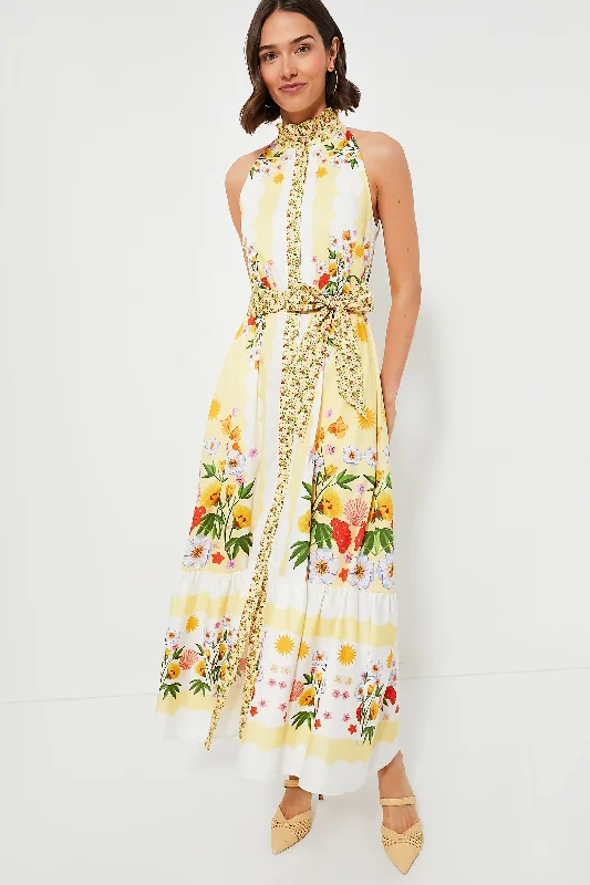 Terrazo Flower Yellow Biba Maxi Dress