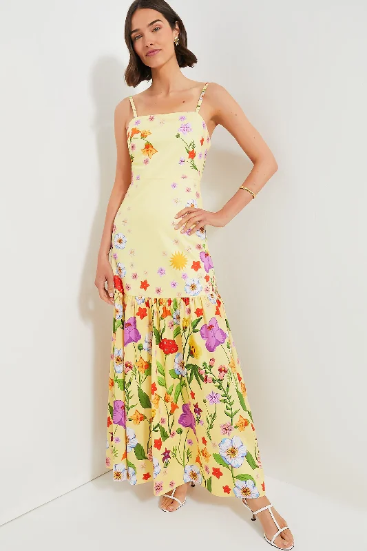 Terrazo Flower Yellow Cordiela Maxi Dress