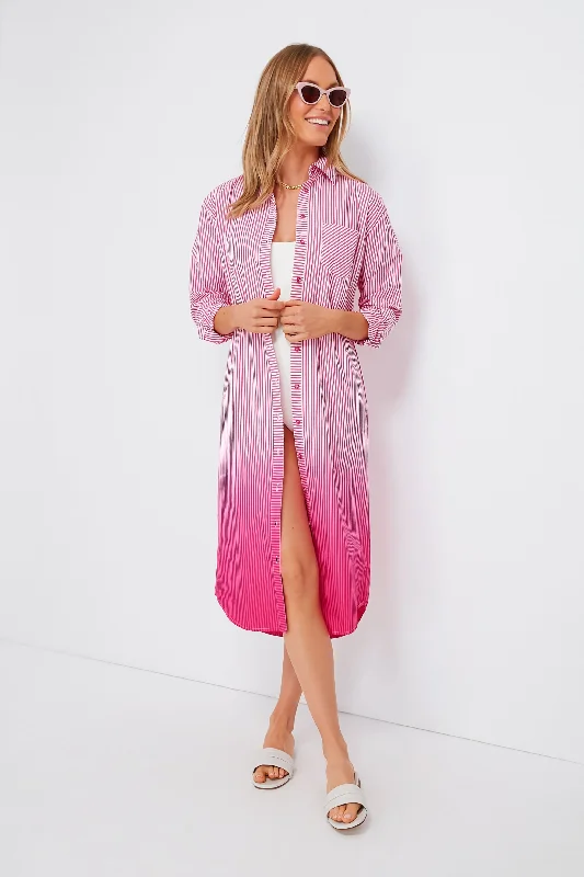 The Shocking Pink Ombre Oxford Maxi Dress