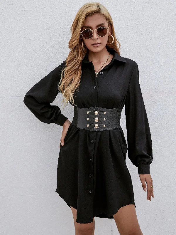 KittenAlarm - Corset Elastic Belt Shirt Dress