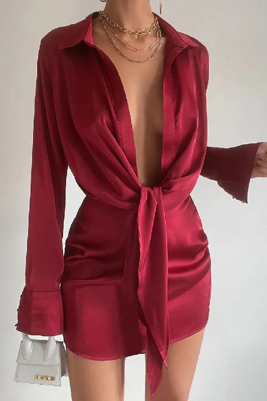 Aja Silk Dress - Merlot