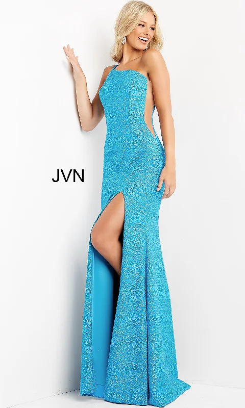 Long Glitter Prom Dress with Illusion Side Panels