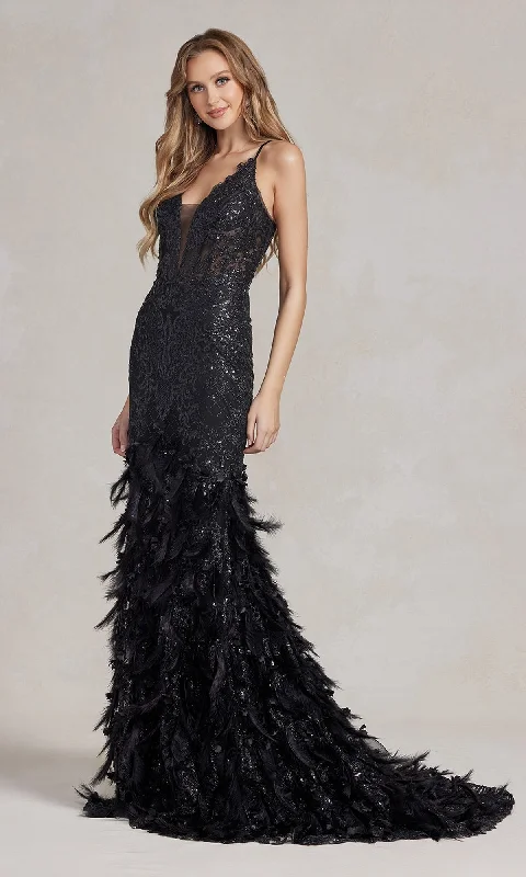 Feather And Sequin Prom Dress C111