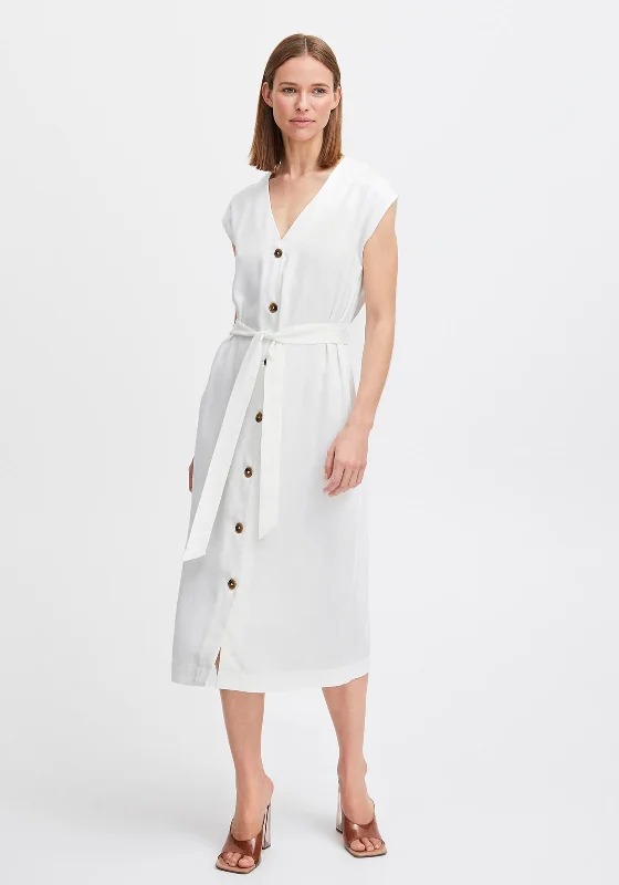 B.Young Ilini Tie Waist Midi Dress, Marshmallow