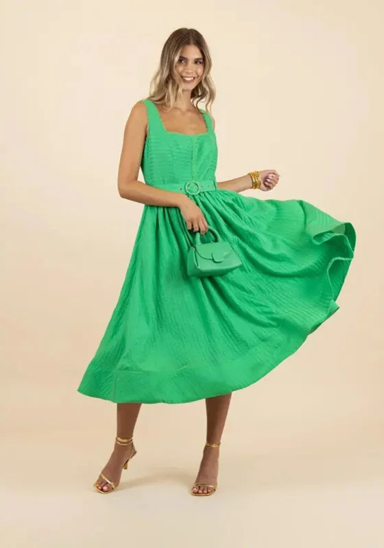 Fee G Amore Textured A-Line Midi Dress, Green