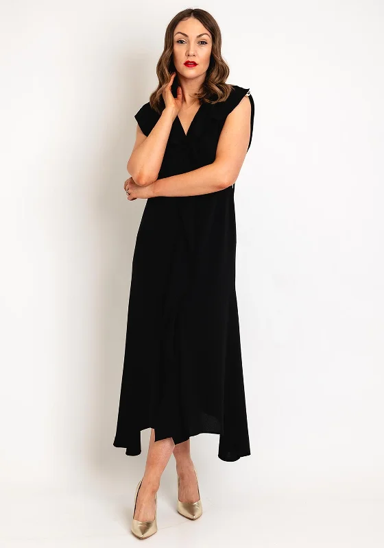 Kameya Ruffled Front Midi Dress, Black