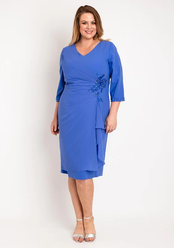 Lizabella Applique Waist Midi Dress, Azure Blue