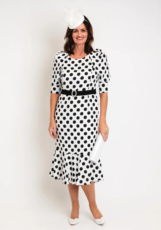 Luis Civit Polka Dot Midi Dress, Black & White