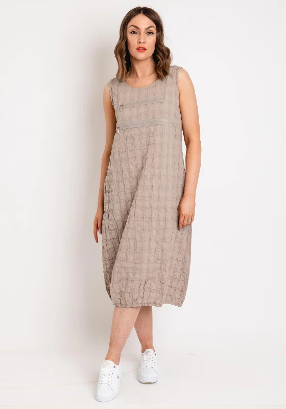 Ever Sassy Zip Detail Textured Midi Dress, Taupe