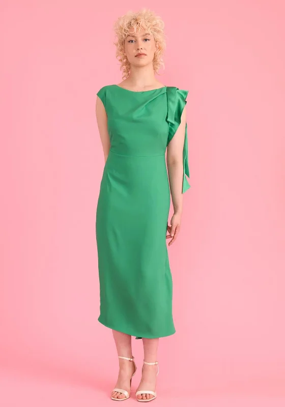 Sisters By Caroline Kilkenny Gianna Shoulder Tie Midi Dress, Green