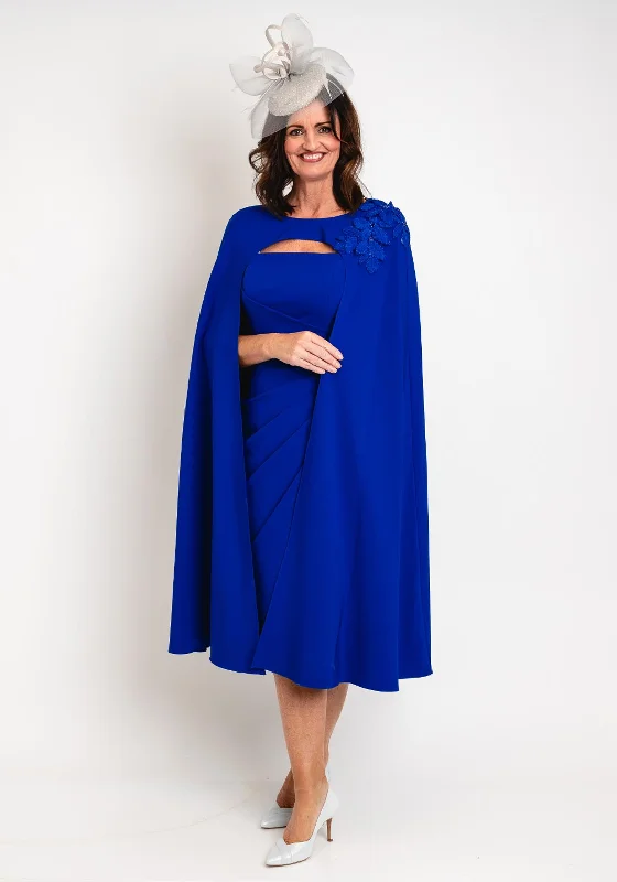 Veni Infantino Applique Cape Midi Dress, Royal Blue